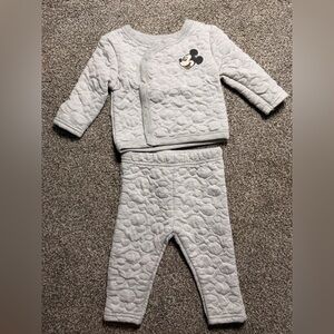 Disney Baby Mickey Mouse Quilted Lounge Set | 6–9 Months | Gray Jacket & Pants